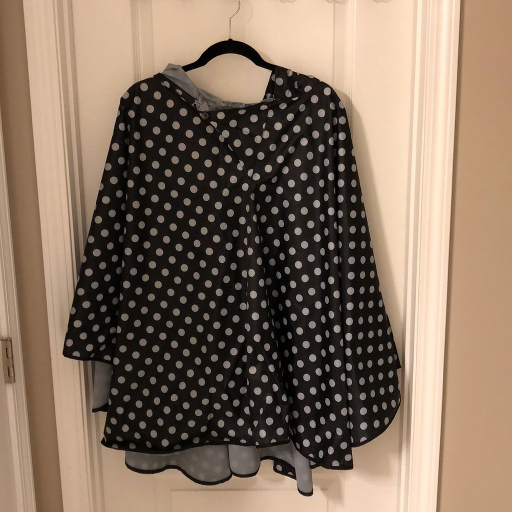 Polka dot rain poncho with hood